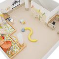 Indoor Kindergarten Play Space Equipped With Slides And Castle Buildings