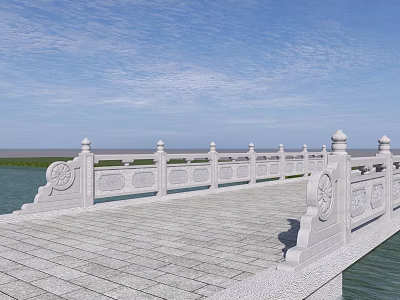 Modern white marble railing 3d model