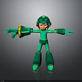 Green Robot Character With Mechanical Arms Helmet And Reflective Surface Standing Pose 3d model