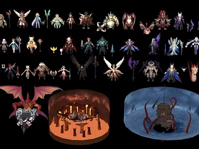 Various Fantasy Characters Creature Designs And Scene Concepts In Different Styles With Models 3d model