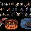 Various Fantasy Characters Creature Designs And Scene Concepts In Different Styles With Models