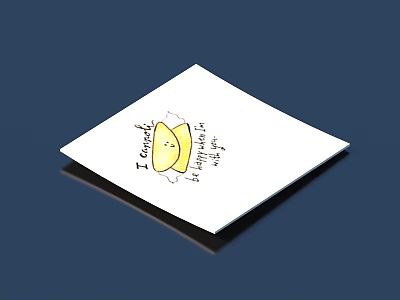 Daily Life Product White Card With Yellow Lemon Design And Happy Message 3d model