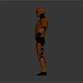 Orange Armored Sci Fi Warrior Character Full Body Design With Black Accents