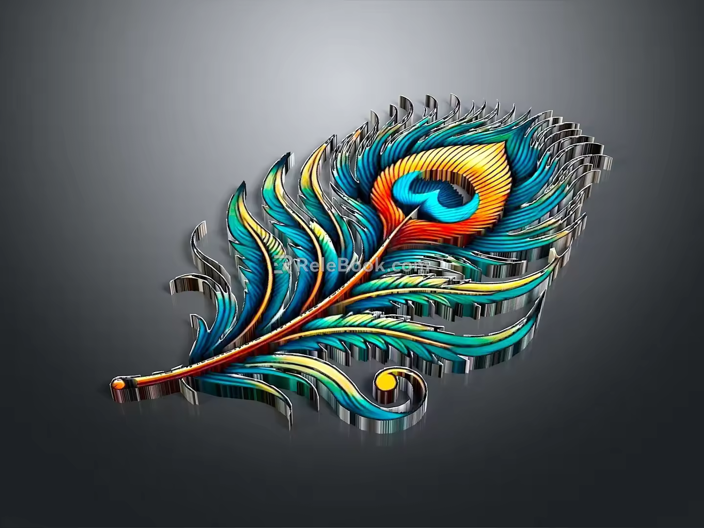 Feathered bird feather peacock feather all kinds of feathers bird feather pen 3d model