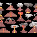 Scene of volcanic eruption smoking magma 3d model