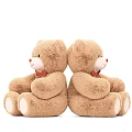 Cute Brown Teddy Bear Stuffed Toy with Red Bow Tie Soft Plush Material for Kids