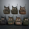 Assorted Military Tactical Helmets With Diverse Color Patterns And Decorative Gear Details