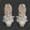 Stylish Decorative Casual Shoes With White Transparent Upper Bowknot Pearls Rhinestones And Black Thick Sole