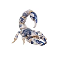 Blue And White Ceramic Scorpion Figurine With Decorative Floral Patterns