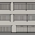 Collection of Modern Railing Designs With Vertical Slats And Decorative Elements 3d model
