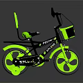 Kids Green And Black Bicycle With Training Wheels Basket And Seat