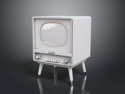 Vintage White Television Featuring Retro Design Stand Legs And Classic Screen 3d model