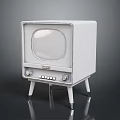 Vintage White Television Featuring Retro Design Stand Legs And Classic Screen