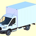 White Commercial Box Truck With Front Cab And Large Cargo Storage Compartment