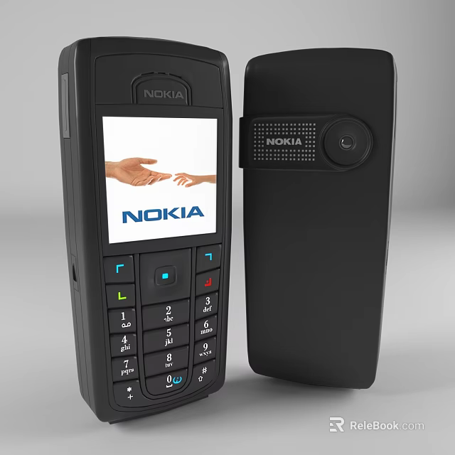 Nokia Classic Mobile Phones Featuring Flip And Bar Styles With Iconic Logo On Screen 3d model 