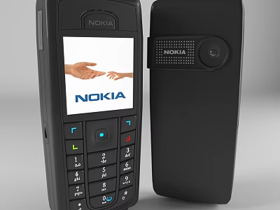 Nokia Classic Mobile Phones Featuring Flip And Bar Styles With Iconic Logo On Screen 3d model