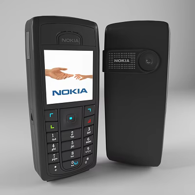 Nokia Classic Mobile Phones Featuring Flip And Bar Styles With Iconic Logo On Screen 3d model