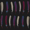 Decorative Feather Ornament Decoration Set with White Pink Purple Colors for Home Decor