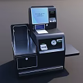 Modern Commercial Cash Register With Display Screen Keypad Cash Drawer And Receipt Printer