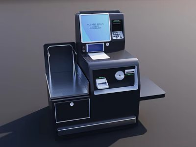 Modern Commercial Cash Register With Display Screen Keypad Cash Drawer And Receipt Printer 3d model