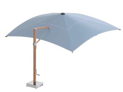 Light Blue Outdoor Umbrella With Copper Metal Stand And Stable Base 3d model