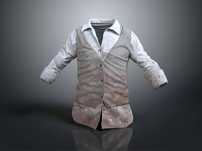 Vintage Worn Layered Shirt And Vest In Classic Workwear Design Style 3d model