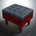 Stylish Sofa Stool With Gray Button Tufted Padded Seat And Red Wooden Legs