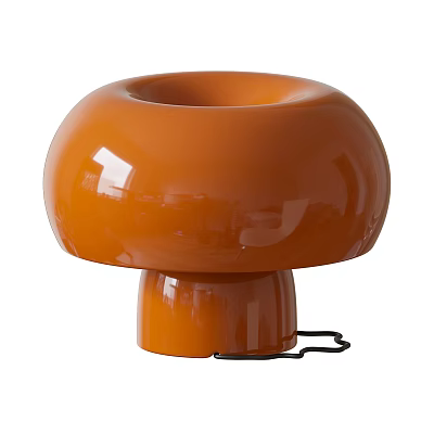 Stylish Orange Mushroom Shaped Table Lamp With Modern Glossy Finish Design 3d model