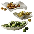 Decorative Ornamental Sets Including Petal Shaped Ceramic Bowls with Oranges Lemons Limes