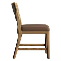 Modern Wooden Bar Stool With Brown Leather Seat Cushion And Curved Backrest Design
