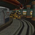 Luxury Gold And Black Train With Ornate Design On Indoor Track Surrounded By Decorative Columns