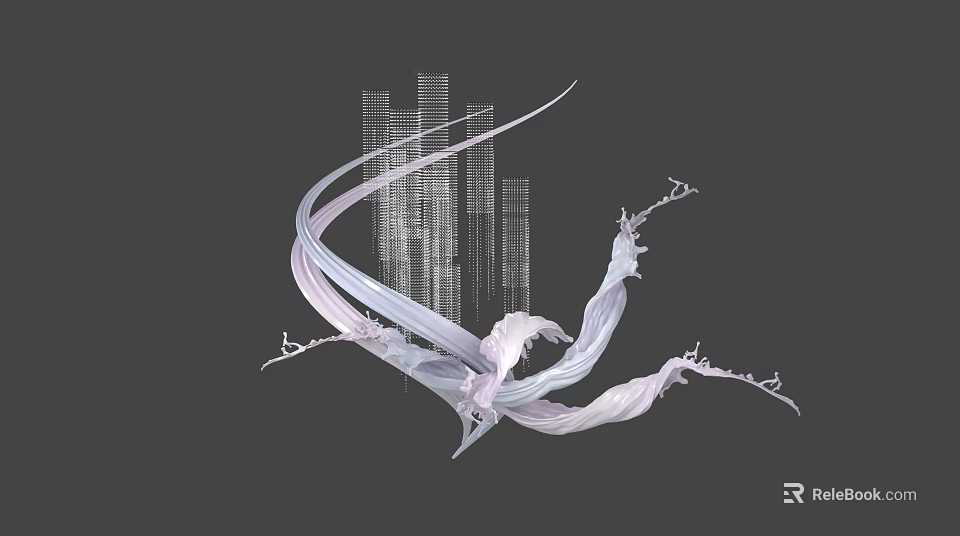 Modern Sculpture Carving With Flowing Curves And Urban Design Elements 3d model 