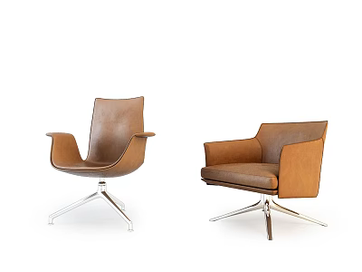 Two Modern Leather Office Chairs With Ergonomic Design Metal Base And Comfortable Armrests 3d model