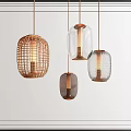 Modern Pendant Lights Featuring Wireframe And Textured Glass Design For Interior Decor 3d model