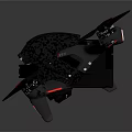 Black Foldable Drone With Red Edge Propellers For Aerial Photography