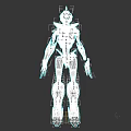 Sci Fi Robot Character With Blue Pink Armor And Metallic Design Elements