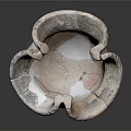 Ancient Cracked Earthenware Bowl With Irregular Shape And Small Base 3d model
