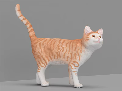 Orange And White Striped Reptile Standing On Gray Background In Studio 3d model