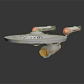 Sci Fi Starship Model With Saucer Shaped Hull NCC 1701 And Orange Thruster Engines