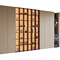 Modern Wooden Tea Cabinet With Glass Doors And Display Shelves For Tea Sets