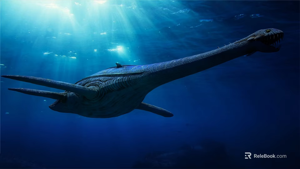 Graceful Manta Ray Gliding Through Deep Blue Ocean With Sunlight Rays Penetrating Water 3d model 