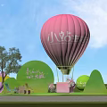 Popular Photo Check in Spot with Pink Hot Air Balloon Green Mountain Decorations and Lawn
