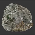Natural Rocky Terrain Model With Broken Rocks Varied Soil And Green Vegetation