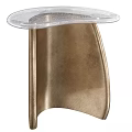 Contemporary Style Dining Table With Transparent Acrylic Top And Polished Brass Metal Base Design
