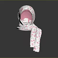 Soft White Hat and Scarf Set with Pink Floral Patterns for Stylish Look