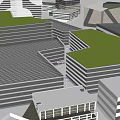 Urban Building Complex With Green Rooftops Open Plazas And Modern Architectural Layout 3d model