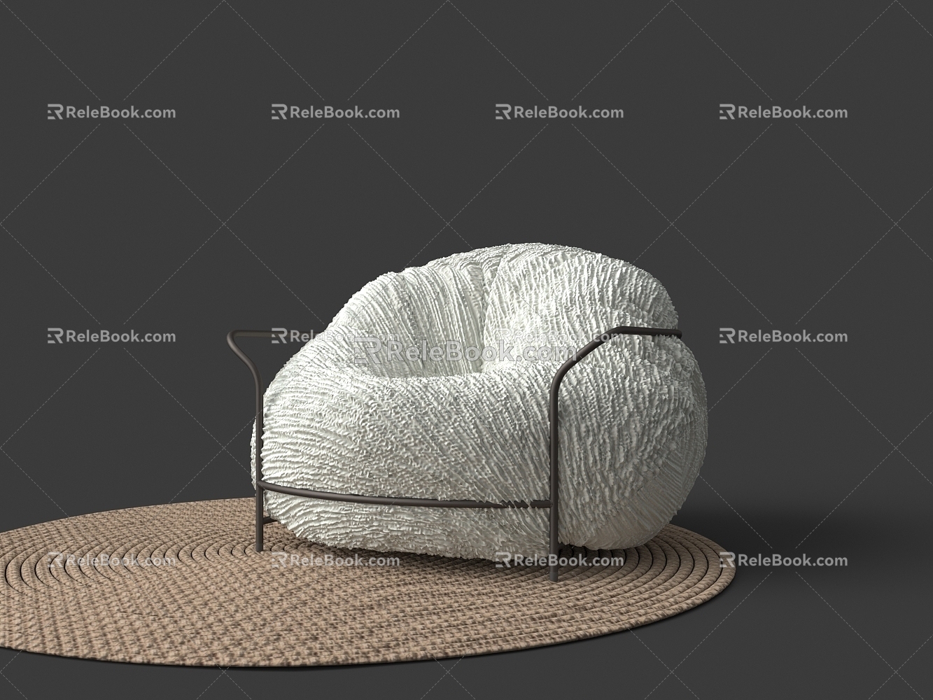 White Lint Leisure Sofa 3d model