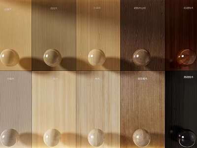 Wood Wall Paneling With Various Tones And Decorative Knobs 3d model