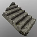 Rough Textured Natural Weathered Stone Stairs With Moss Covered Multiple Outdoor Steps