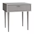 Modern Bedside Table with Vertical Striped Drawer Gold Handle and Slim Metal Legs